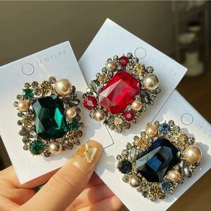 Vintage Ruby Square Brooch Pin